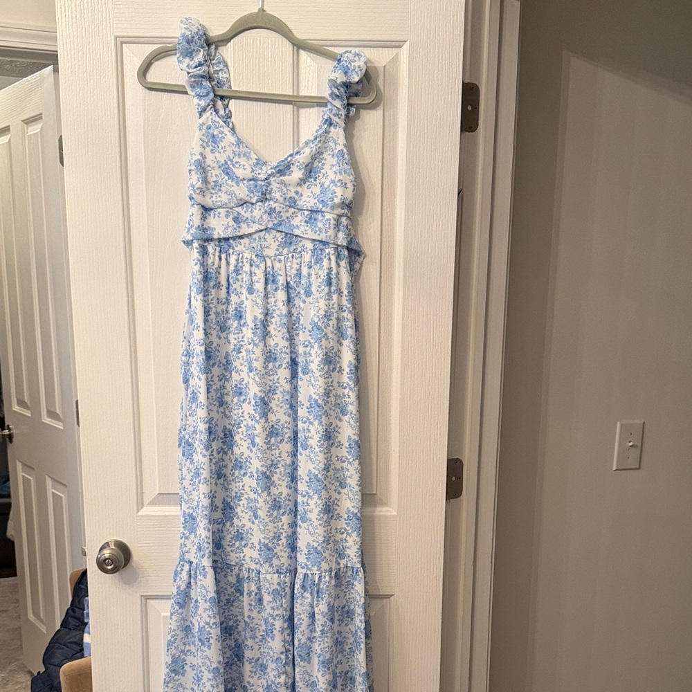 Altar'd State Blue and White Floral Maxi Dress